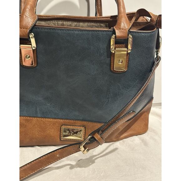 Simply Noelle Women's Shoulder Bag Purse Teal/Brown Handbag Zippers Storage - Picture 4 of 13